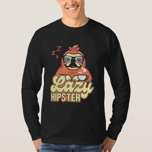 Camiseta Hipster preguiçoso Sloth Mustache Freethinker Urba (Frente)