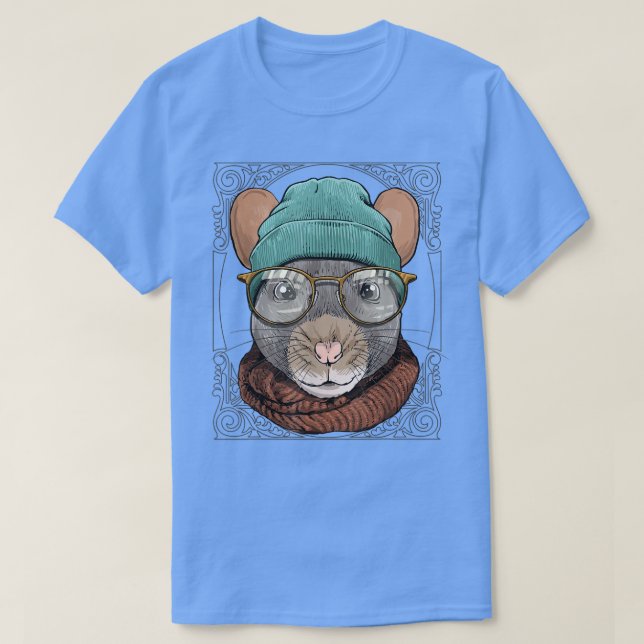 Camiseta Hipster Rat With Glasses Mouse Rodent Lover  (Frente do Design)