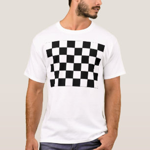 Camiseta Hipster retro do tabuleiro de damas preto e branco