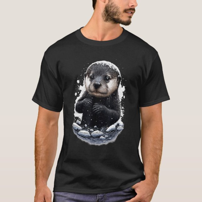 Camiseta Hipster Rio Otter Adora Deslizar Na Neve (Frente)