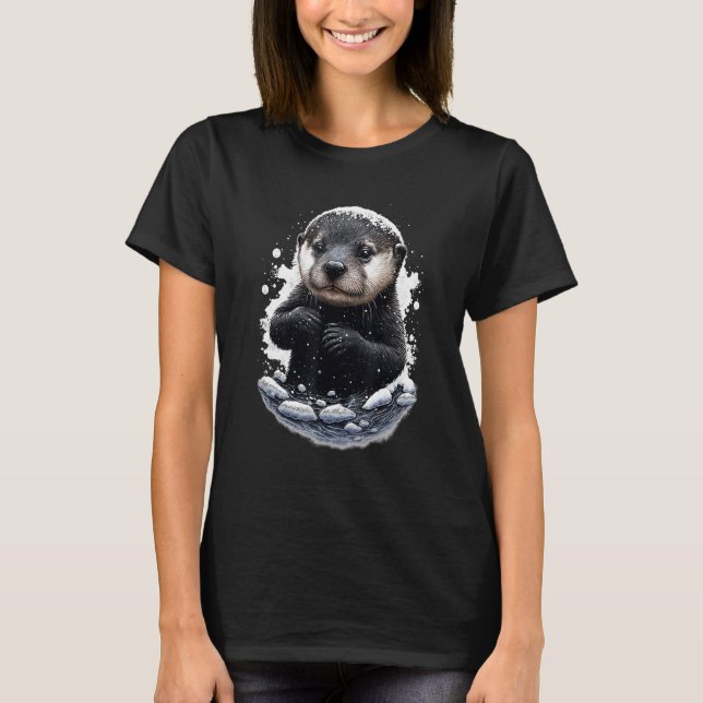 Camiseta Hipster Rio Otter Adora Deslizar Na Neve (Frente)