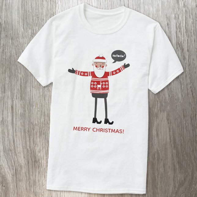 Camiseta Hipster Santa Custom Text (Criador carregado)