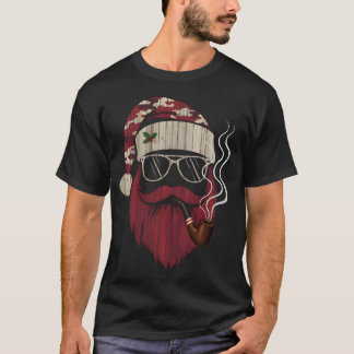 Camiseta Hipster Santa Smoking Pipe