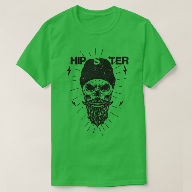 Camiseta Hipster Skull Beanie and Beard Classic TSirt (Frente do Design)