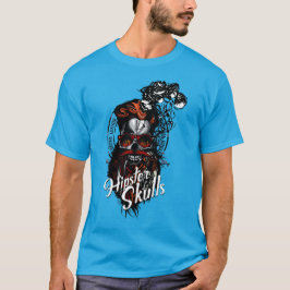 Camiseta hipster_skull_pipe_tete_de_mort_crane_fumer_barbu_