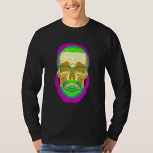 Camiseta Hipster Skull Vintage Mustache Retro Freethinker F