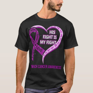 Camiseta His Fight Is My Fight Ribbon Heart Stomach Cancer 