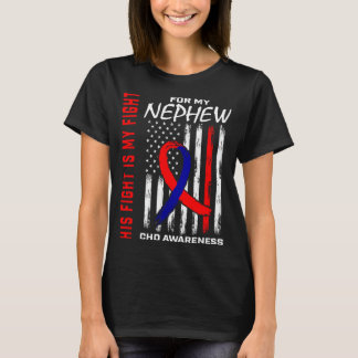 Camiseta His Fight Nephew Chd Awareness American Flag Graph