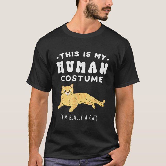 Camiseta His Is My Human Costume I Really A Cat Abby Cat (Frente)