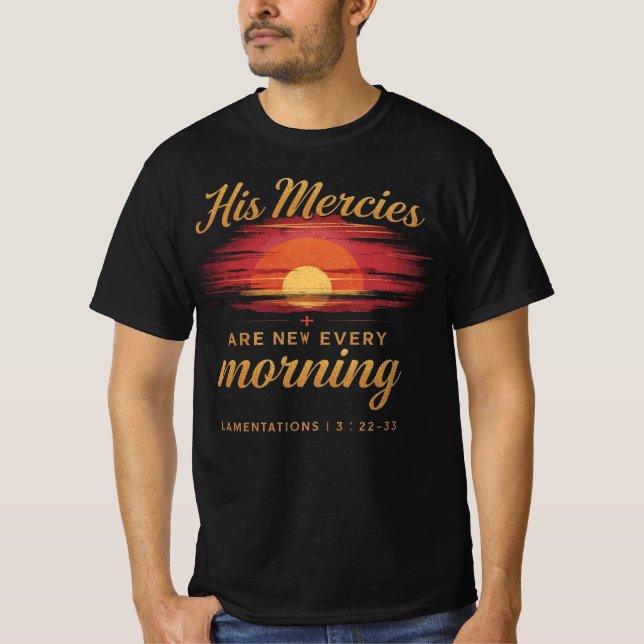 Camiseta His Mercies Are New Every Morning Sunset Christian (Frente)