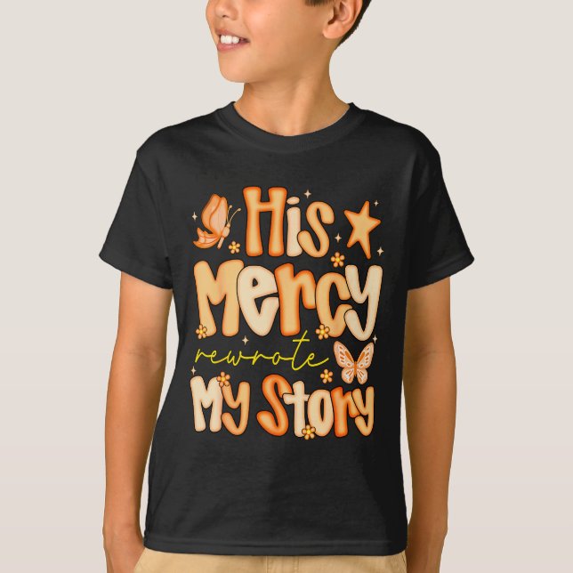 Camiseta His Mercy Rewrote My Story Fall Autumn Christian F (Frente)
