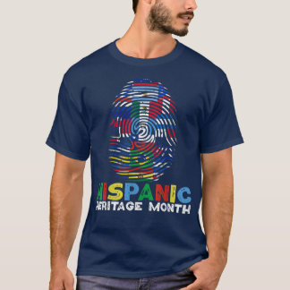 Camiseta Hispanic Heritage Month Finger Print Latino Countr