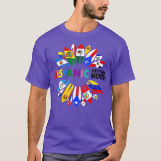Camiseta Hispanic Heritage Month Latino Countries Flags Sun