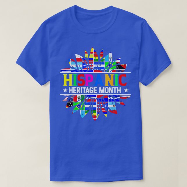 Camiseta Hispanic Heritage Month Latino Countries Flags Sun (Frente do Design)