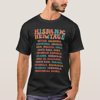 Camiseta Hispanic Heritage Month Latino Countries Names Ret