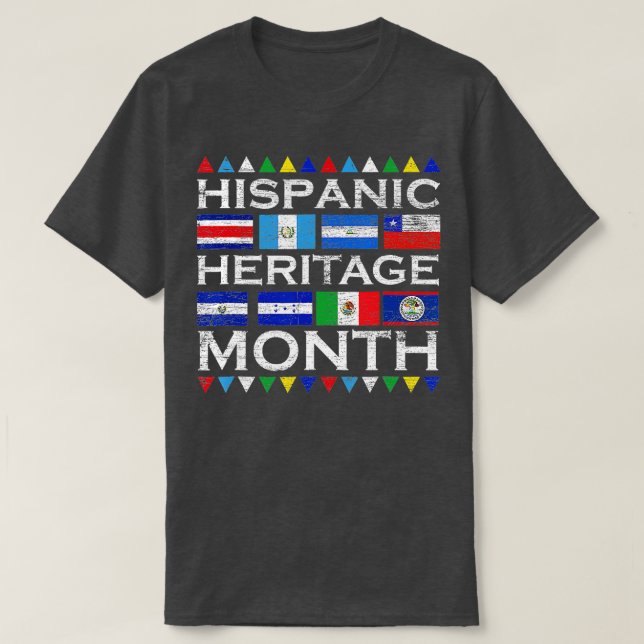 Camiseta Hispanic Heritage Month Vintage Latino Countries F (Frente do Design)