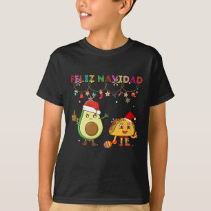 Camiseta Hispânico Feliz Natal Abacate Tacos Mexicano Chris