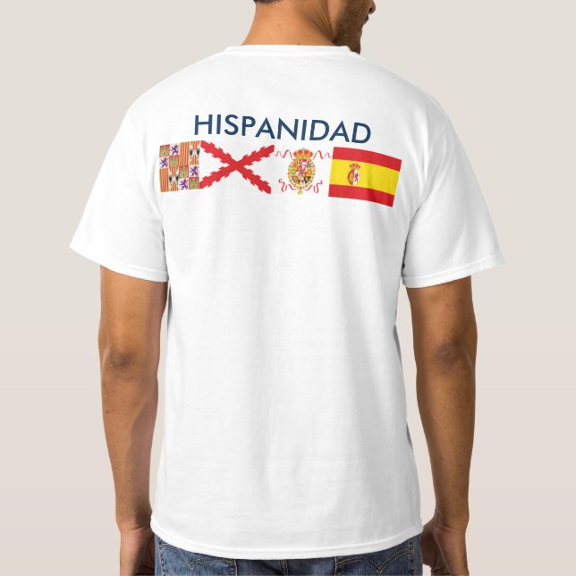 Camiseta HISPANIDAD orígen y países. Delante y detrás (Verso)