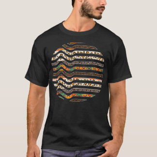 Camiseta Histo Preto do Círculo dentro de Abstrato de Padrã