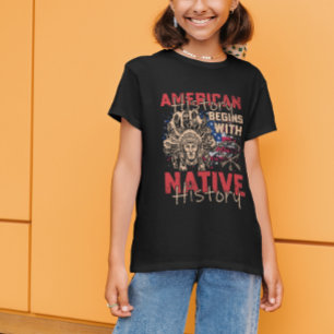 Camiseta História Americana Começa com História Nativa