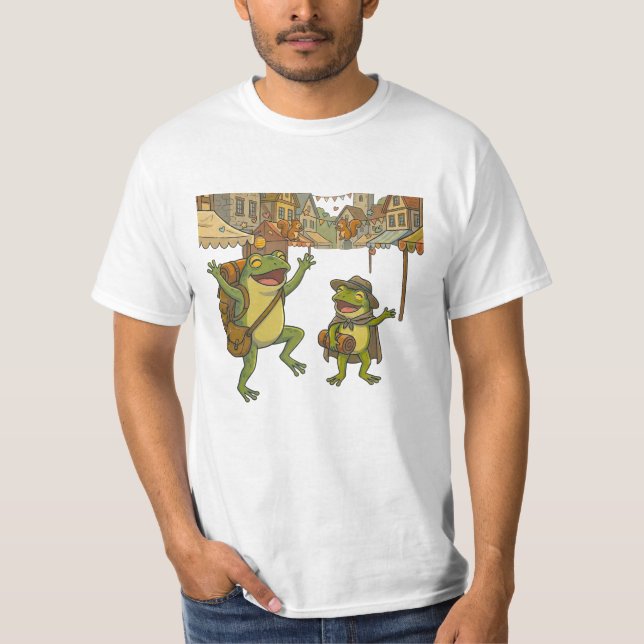 Camiseta história curta de rãs de aventura (Frente)