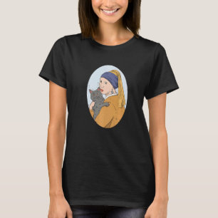 Camiseta História da Arte Belas Artes Vermeer Menina Gato p