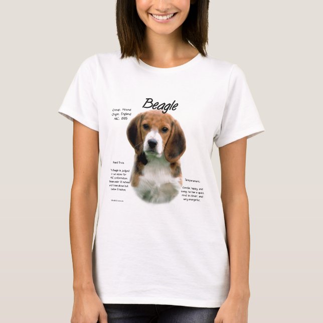 Camiseta História Da Beagle; Tudo Sobre Beagles (Frente)