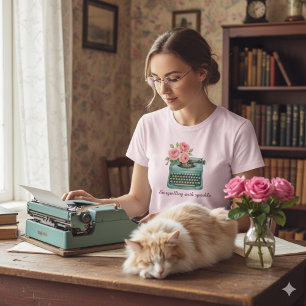Camiseta História da Máquina de Escrever Vintage Escritora