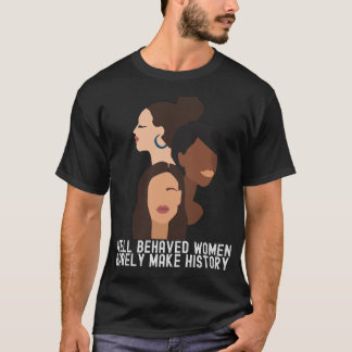 Camiseta História das mulheres Mês Engraçado Preto Cita Fam
