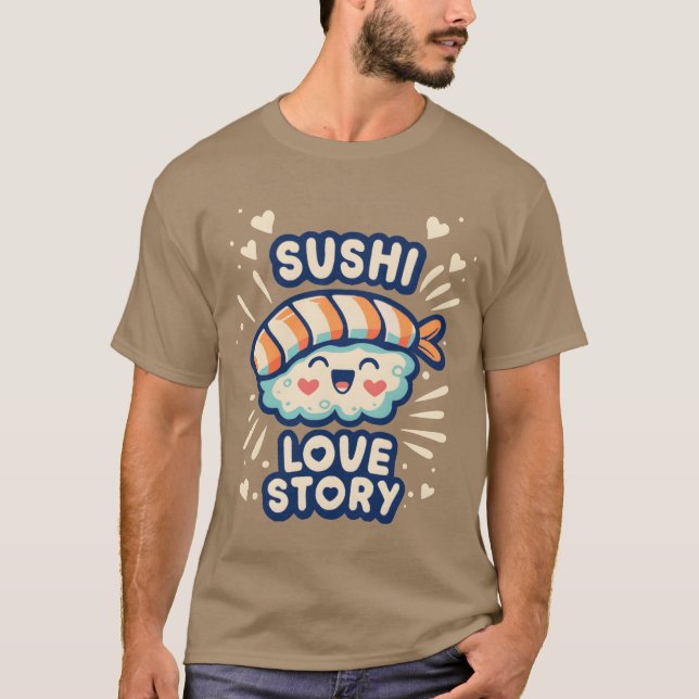 Camiseta História de Amor de Sushi retrô (Frente)