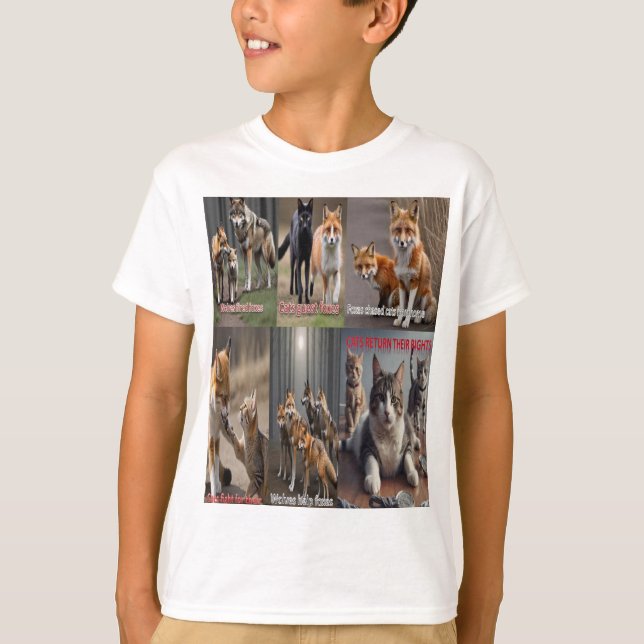 Camiseta história de gatos e raposas (Frente)