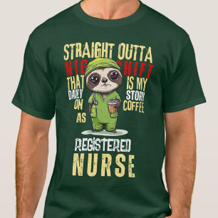 Camiseta História Diária Enfermeira de Turno Noturno Enferm