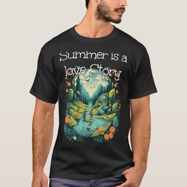 Camiseta História do Amor com Grandes Aventuras para Novas  (Frente)