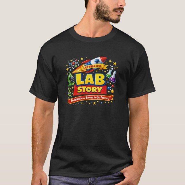 Camiseta HISTÓRIA DO LABORATÓRIO – Cartaz Científico da Sem (Frente)