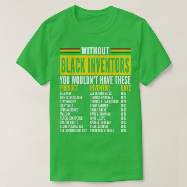 Camiseta História Dos Inventores Negros Esquecidos História (Frente do Design)