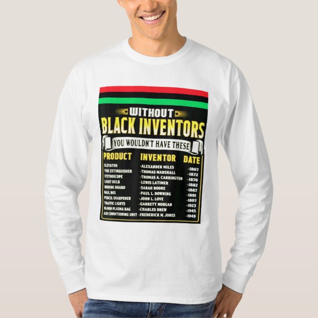Camiseta História Dos Inventores Negros História Negra Mês (Frente)