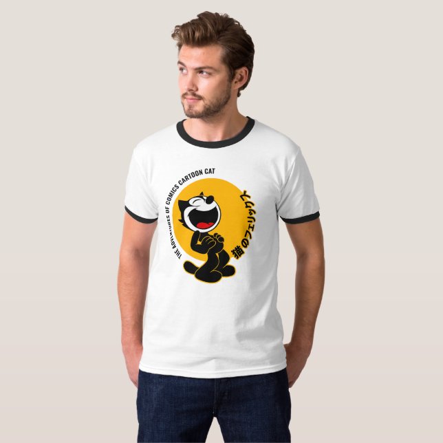 Camiseta História em quadrinhos Cartoon Cat | Dedo masculin (Frente Completa)