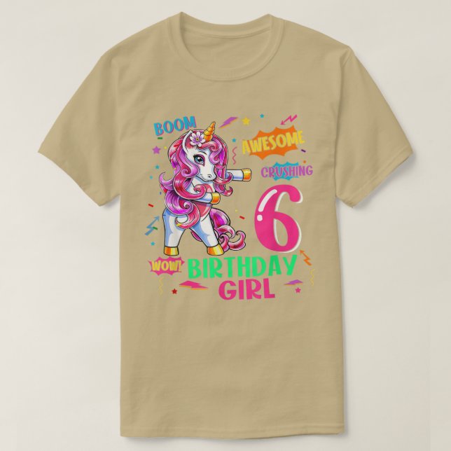 Camiseta história em quadrinhos de aniversário de 6 anos Un (Frente do Design)