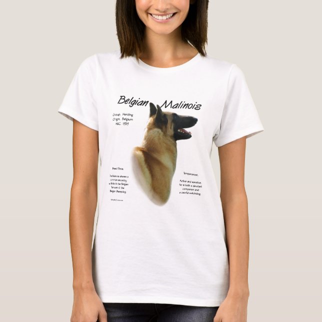 Camiseta História Malinois belga; tudo sobre Malinois (Frente)