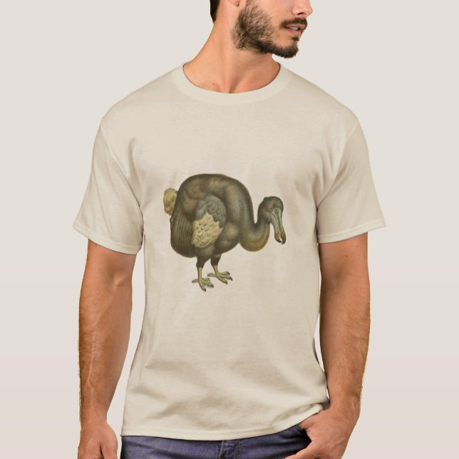 Camiseta História Natural do Pássaro Dodo Antigo (Frente)