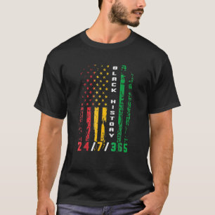 Camiseta História Negra 24-7-365 Bandeira Africano American
