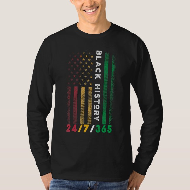 Camiseta História Negra Bandeira Americana com História Neg (Frente)