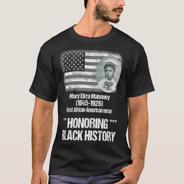 Camiseta História Negra com 1 enfermeira afro-americana rua (Frente)
