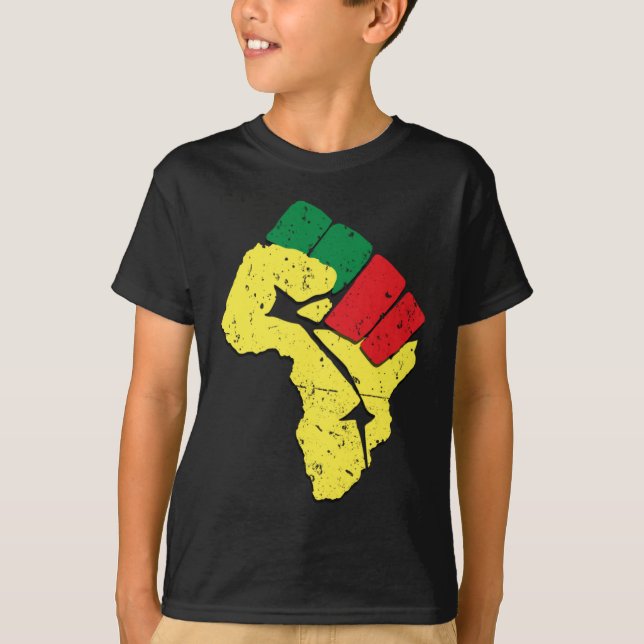 Camiseta História Negra Cores de Bandeiras Pan-Africanas Re (Frente)