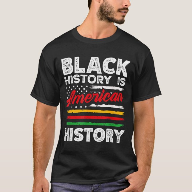 Camiseta História Negra É Bandeira Americana EUA Afro-Ameri (Frente)