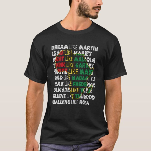 Camiseta História Negra Engraçada Sonha Como Martin Black H (Frente)