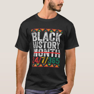 Camiseta História Negra Mês 24/7/365 África Mapa Melanina 2