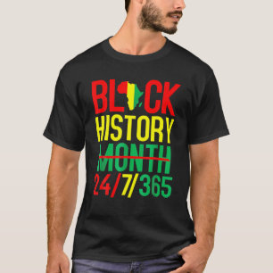 Camiseta História Negra Mês 24 7 365 Bandeira da África do