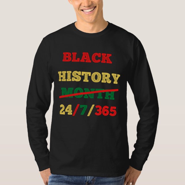 Camiseta História Negra Mês 24/7/365 - HISTÓRIA NEGRA (Frente)