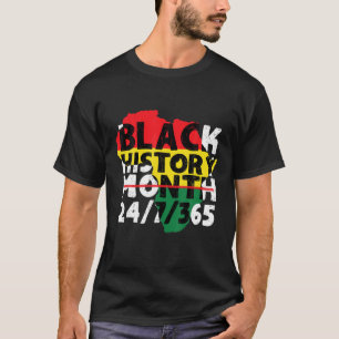 Camiseta História Negra Mês 24/7/365 Mapa Africano Melanina